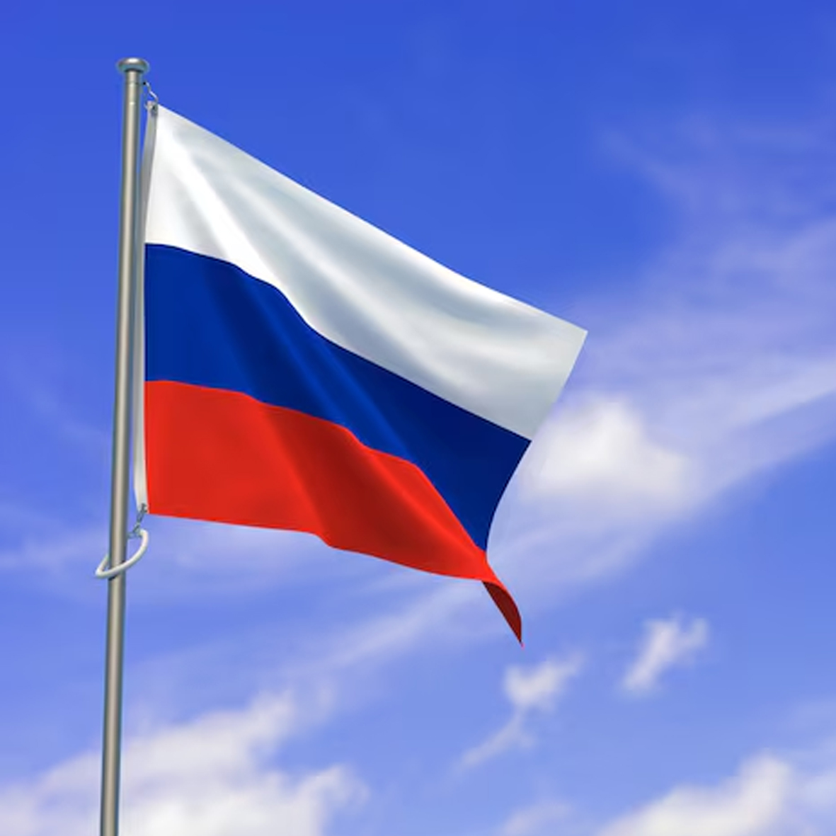 Российский флаг на флагштоке